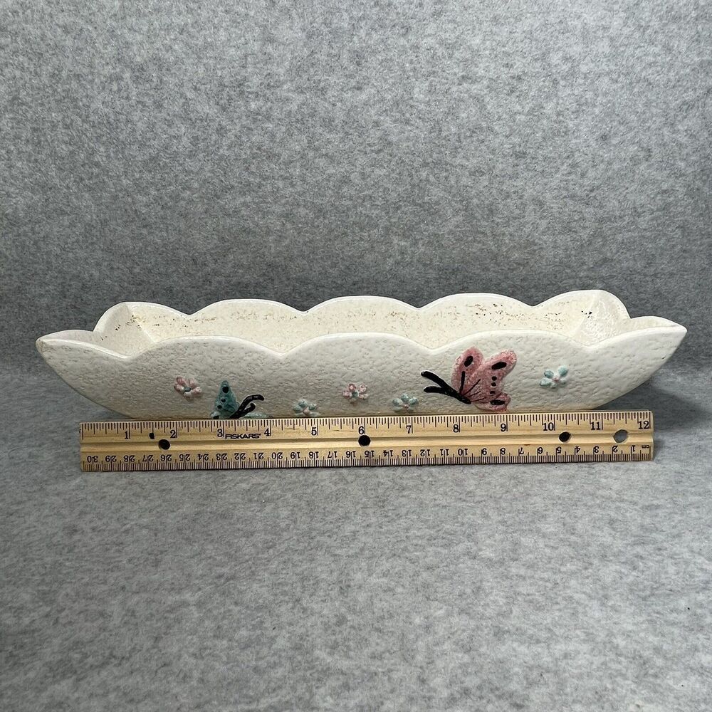 Vtg White‎ Hull Pottery Butterfly Planter Window Box MCM Centerpiece 1956 READ - Picture 14 of 16